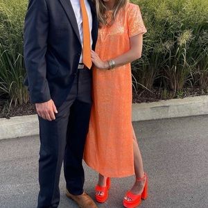 J.Crew Collection Sequin Orange Midi Dress